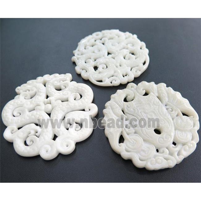 white henan jade pendant, flat round