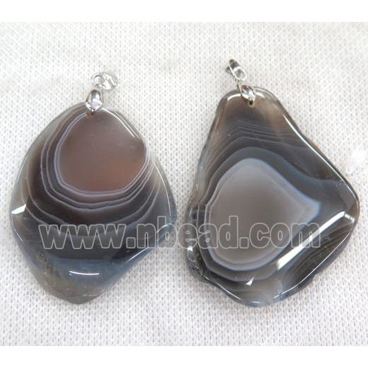 Botswana Agate Slice pendant, freeform