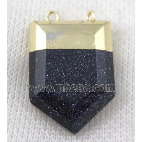 blue sandstone pendant, bullet, gold plated