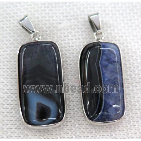 purple druzy agate pendant, rectangle, silver plated