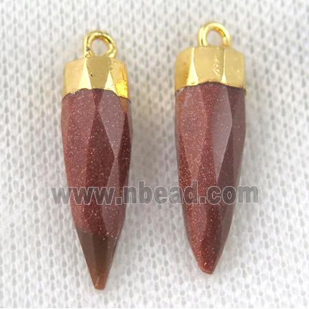 golden SandStone pendant, faceted bullet, gold plated