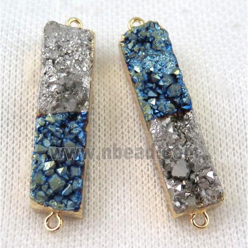 druzy quartz connector, rectangle