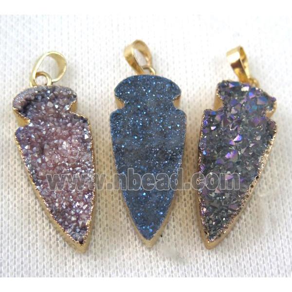 druzy quartz pendant, arrowhead