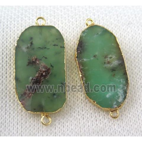 green Australian Chrysoprase conector, freeform, gold plated