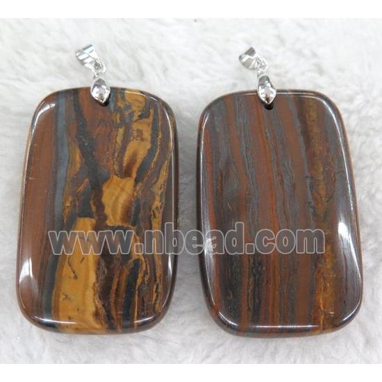 Iron Tiger Eye Stone Pendant Ferruginous Rectangle