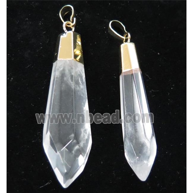 Clear Quartz pendulum pendant, gold plated