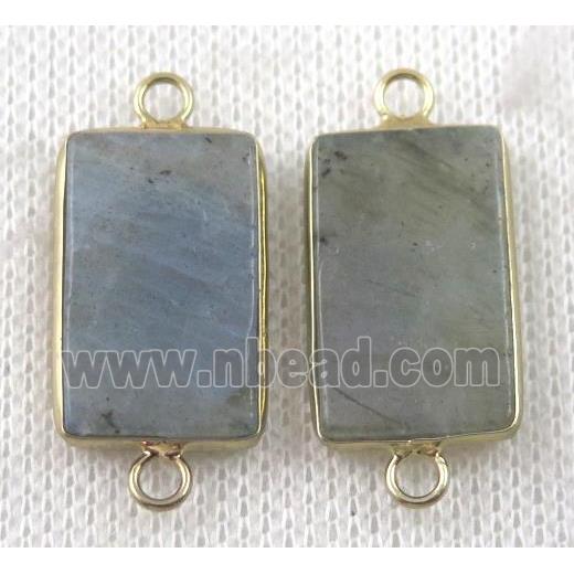 Labradorite rectangle connector, gold plated