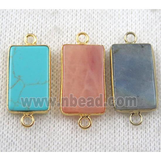 mix gemstone connector, rectangle, gold plated