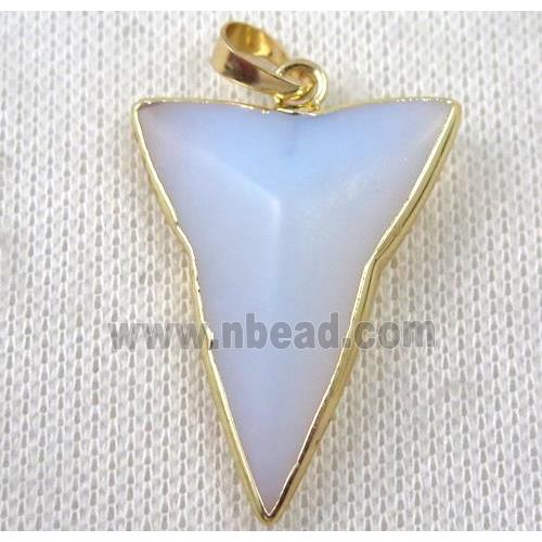 white opalite dart pendant, gold plated