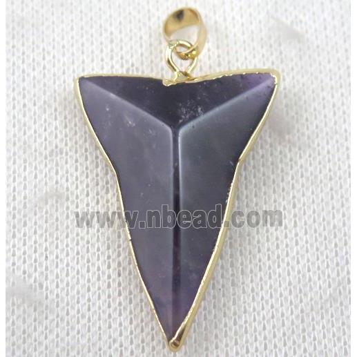 Amethyst dart pendant, gold plated