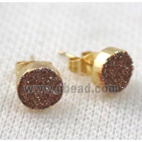 golden champagne druzy agate earring studs