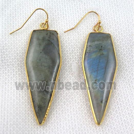 labradorite bullet earring, gold plated