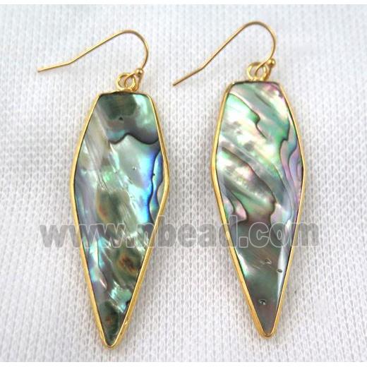 paua abalone shell earring, bullet, gold plated