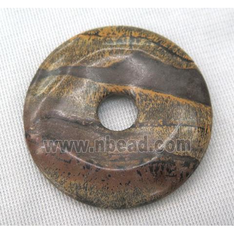 bronzite donut pendant, brown