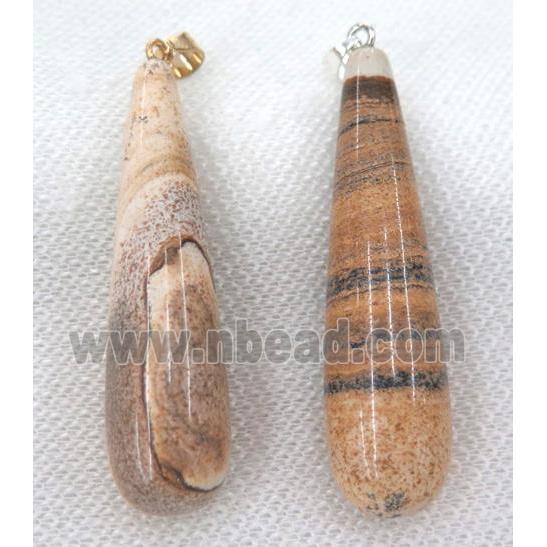 picture jasper pendant, teardrop