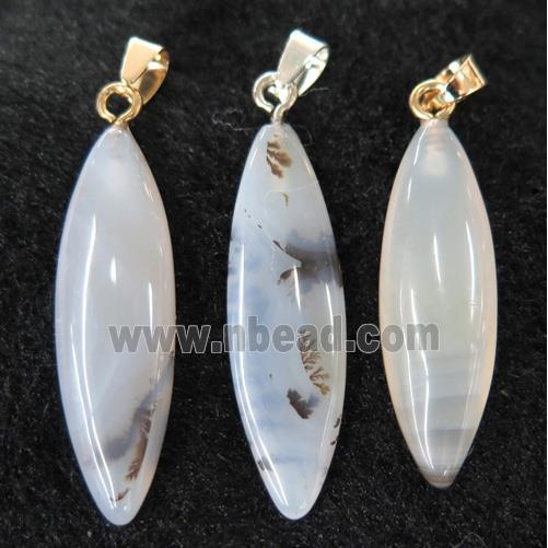 Heihua Agate Marquise pendant, horse-eye