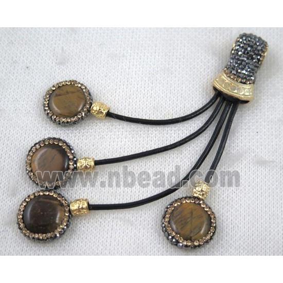 tiger eye stone tassel pave rhinestone