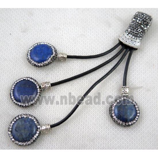 Lapis Lazuli tassel pave rhinestone, blue