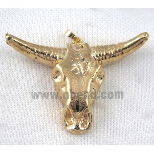 resin Bullhead pendant, gold plated