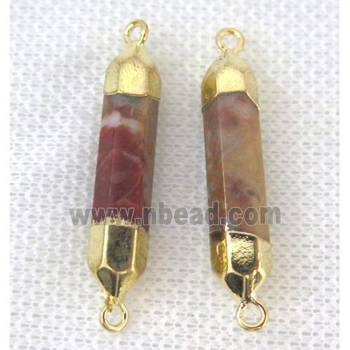 Crazy Agate bullet connector, gold plated