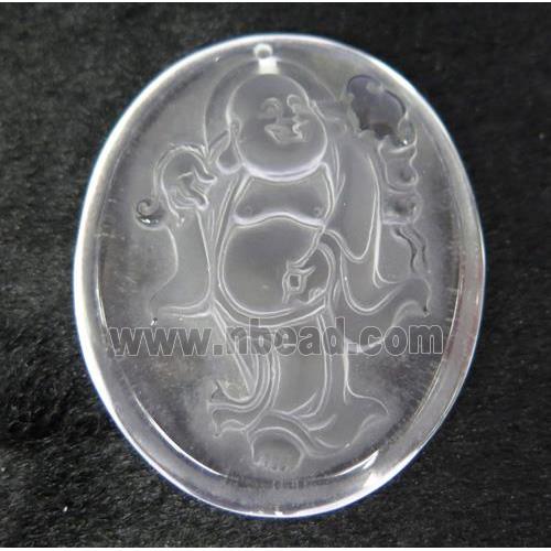 white crystal quartz buddha pendant, frosted