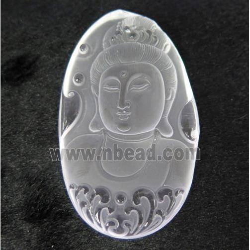 white crystal quartz buddha pendant, frosted