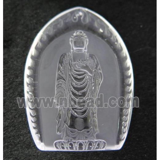 white crystal quartz buddha pendant, frosted