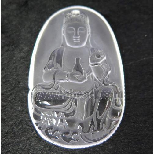 white crystal quartz buddha pendant, frosted