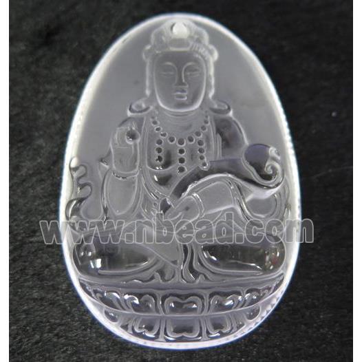 white crystal quartz buddha pendant, frosted