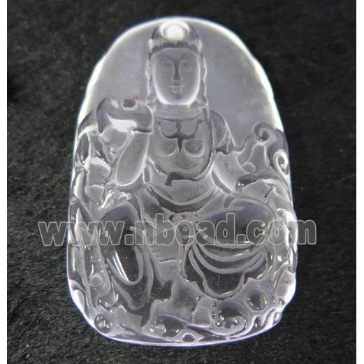 white crystal quartz buddha pendant, frosted