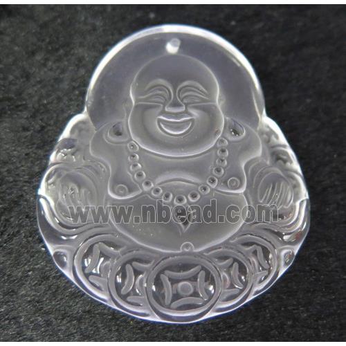 white crystal quartz buddha pendant, frosted