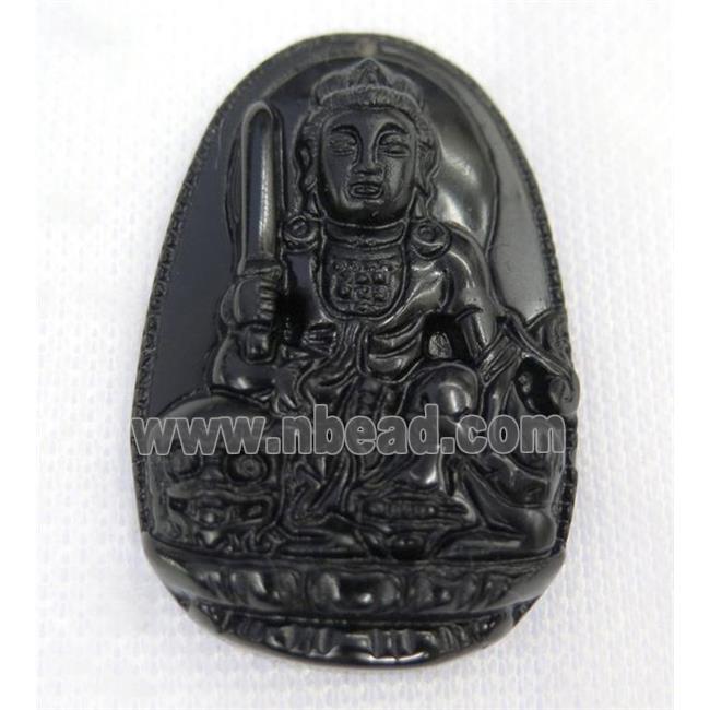 black Obsidian buddha pendant