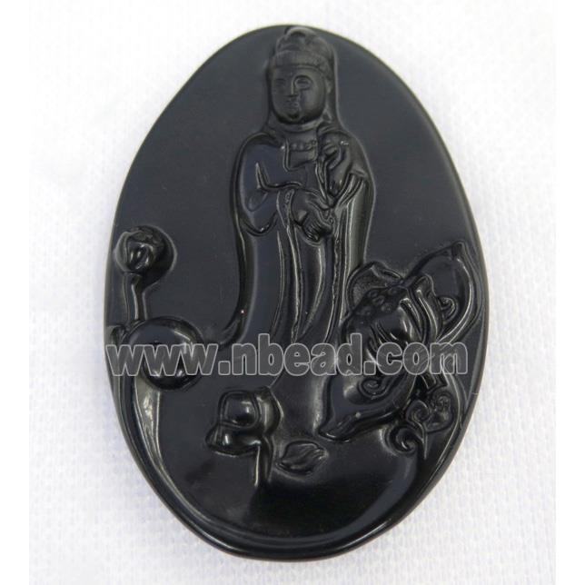 black Obsidian buddha pendant