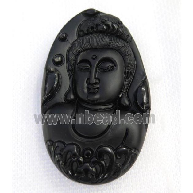 black Obsidian buddha pendant