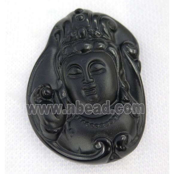 black Obsidian buddha pendant