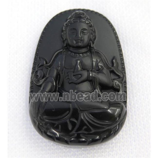 black Obsidian buddha pendant