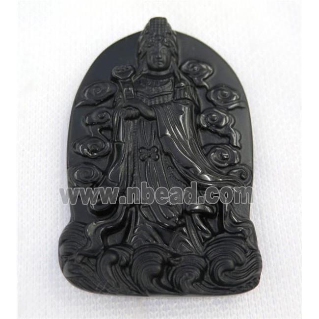 black Obsidian buddha pendant