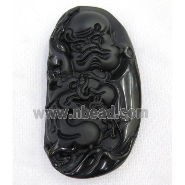 black Obsidian buddha pendant