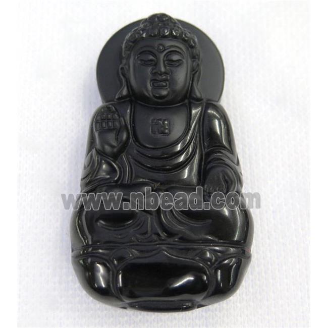 black Obsidian buddha pendant