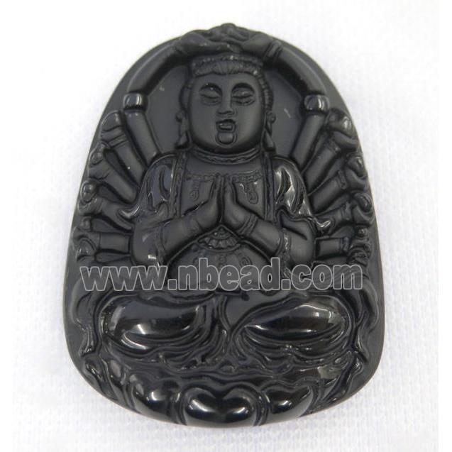 black Obsidian buddha pendant