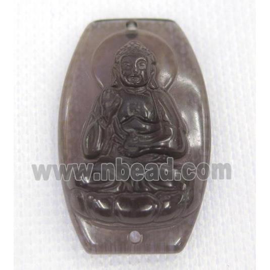 smoky Obsidian buddha connector