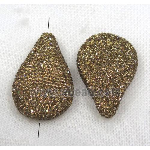 resin beads paved yellow rhinestone, teardrop