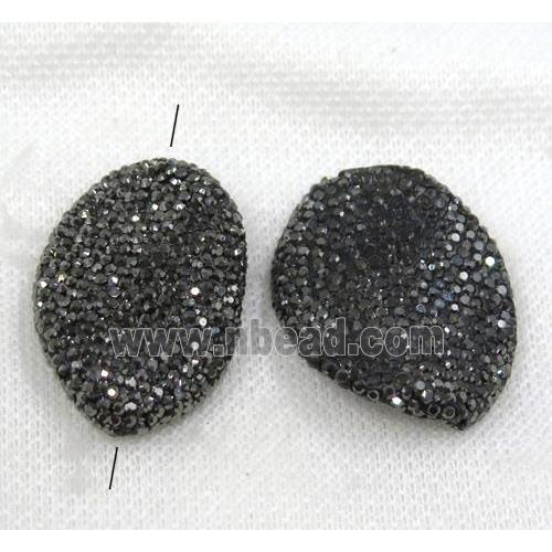 resin beads paved black rhinestone, twist