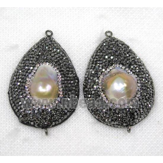 pearl connector paved black rhinestone