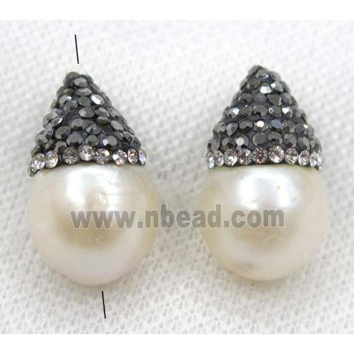 pearl beads paved rhinestone, teardrop