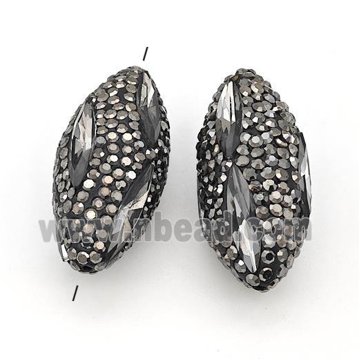 crystal glass bead paved rhinestone, Rice, black