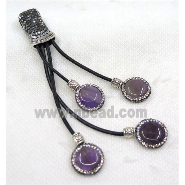 purple Amethyst tassel pave rhinestone