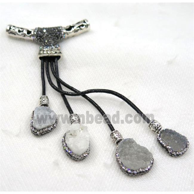 gray druzy quartz tassel pave rhinestone