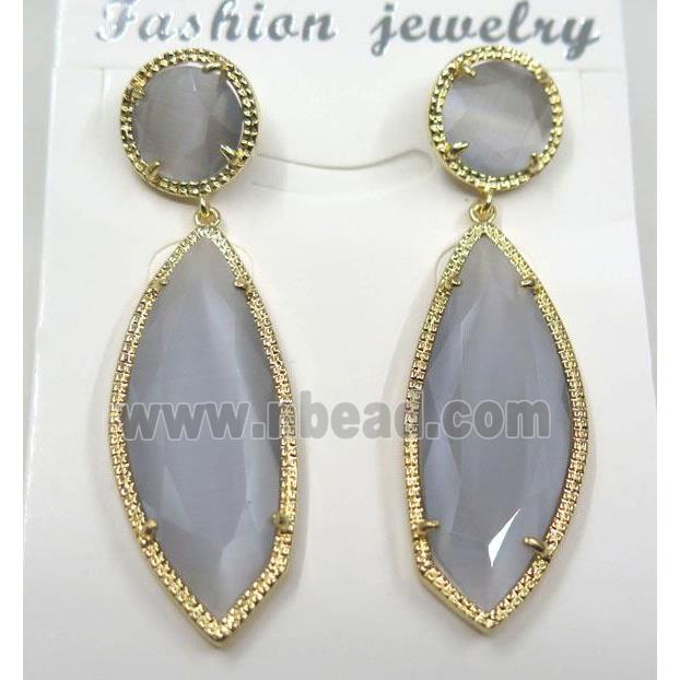 gray cat eye stone earring