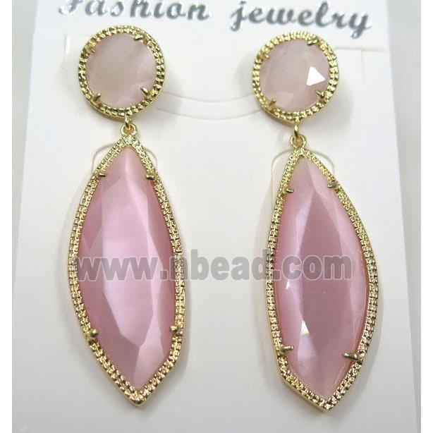 pink cat eye stone earring